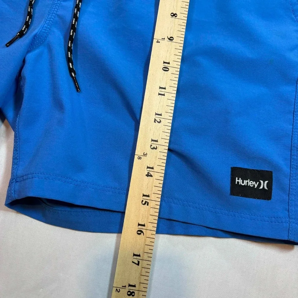 Hurley Mens Small S Blue Elastic Waist Swim Trunks Board Shorts Pocket Beach